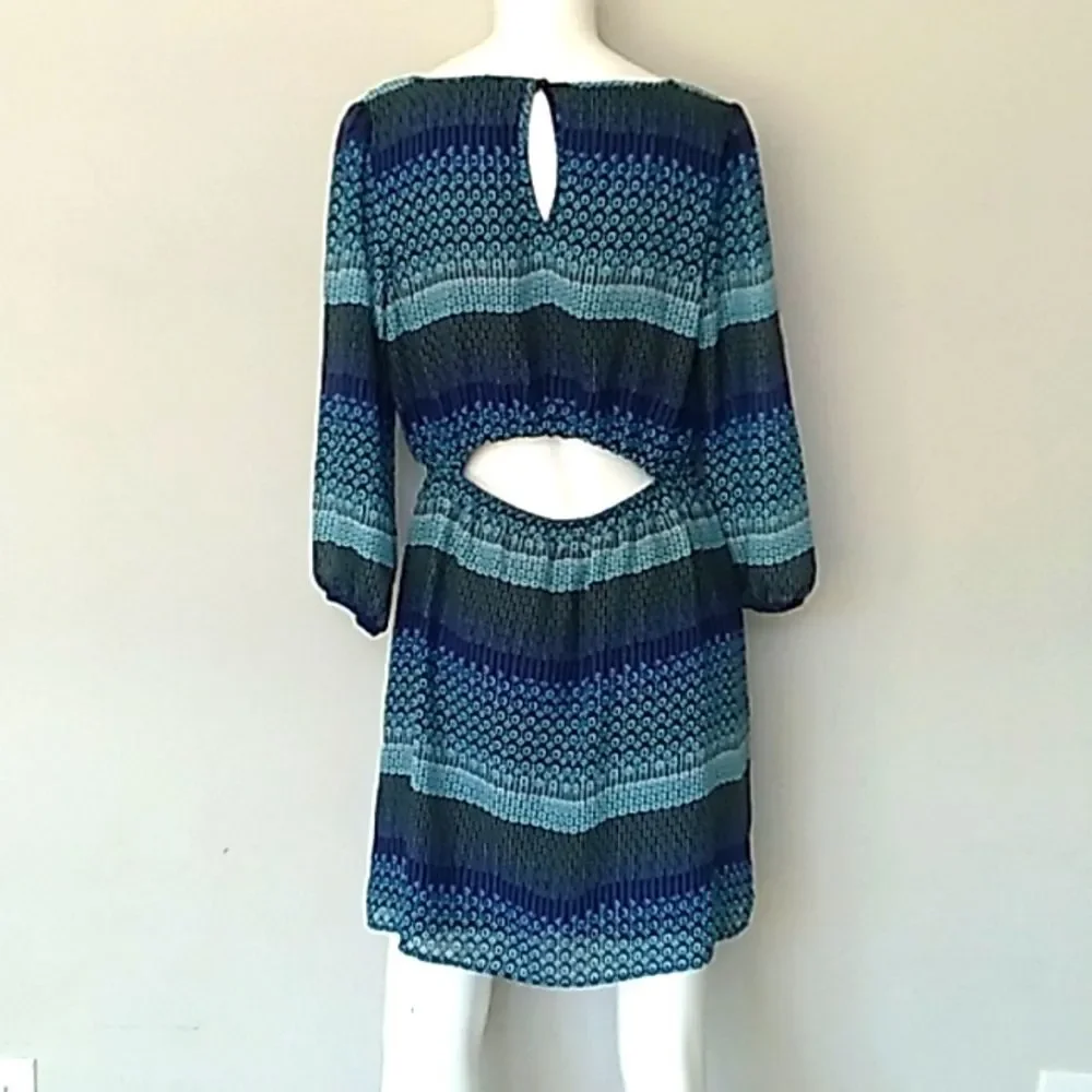Speechless Long Slleeve Sheer Peek A Boo Back Dress. - Picture 5 of 12
